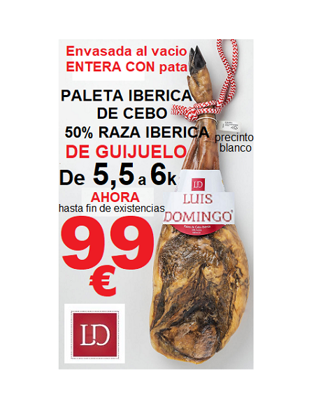 Paleta XL 5,5 a 6k Cebo Ibérica 50% raza ibérica Luis Domingo