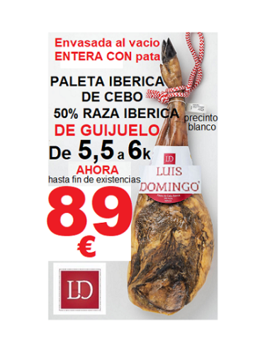 Paleta XL 5,5 a 6k Cebo Ibérica 50% raza ibérica Luis Domingo