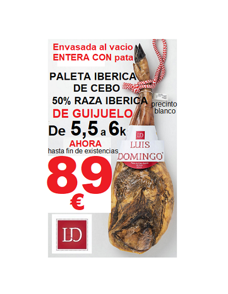 Paleta XL 5,5 a 6k Cebo Ibérica 50% raza ibérica Luis Domingo