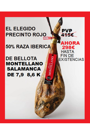 Jamón 7,8 a 8,7k de  bellota ibérico 50% raza ibérica “El Elegido”