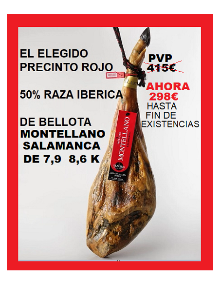 OCASIÓN Jamón 7,9 a 8,7k de  bellota ibérico 50% raza ibérica “El Elegido”