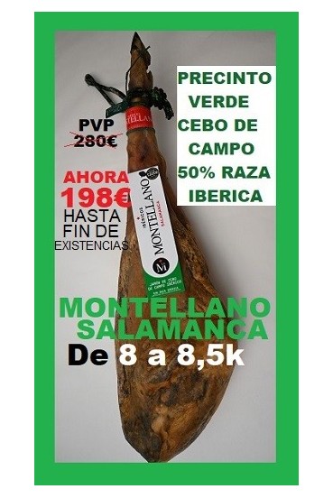 JAMON XL 8 a 8,7k CEBO CAMPO IBERICO 50% R.I. MONTELLANO