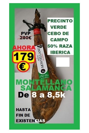 OCASIÓN JAMON 8 a 8,7k CEBO CAMPO IBERICO 50% R.I. MONTELLANO