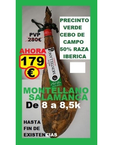 OCASIÓN JAMON 8 a 8,7k CEBO CAMPO IBERICO 50% R.I. MONTELLANO