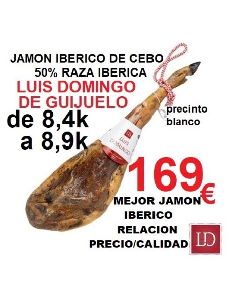 JAMÓN XL 8,4 a 8,9k CEBO IBERICO 50% R.IBERICA LUIS DOMINGO.