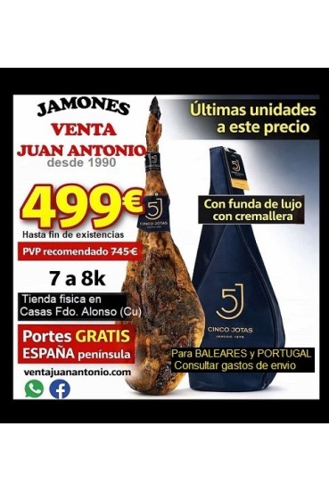 OCASIÓN Cinco Jotas 7 a 7,9k Jamón de bellota 100% ibérico de JABUGO Pata Negra 5J