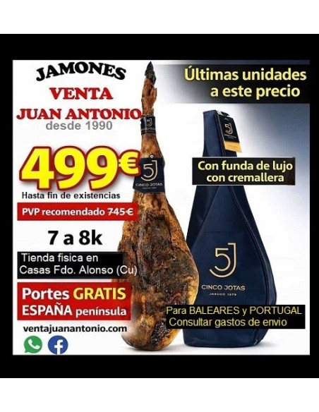 OCASIÓN Cinco Jotas 7 a 7,9k Jamón de bellota 100% ibérico de JABUGO Pata Negra 5J