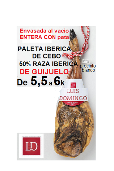 Paleta XL 5,5 a 6k Cebo Ibérica 50% raza ibérica Luis Domingo