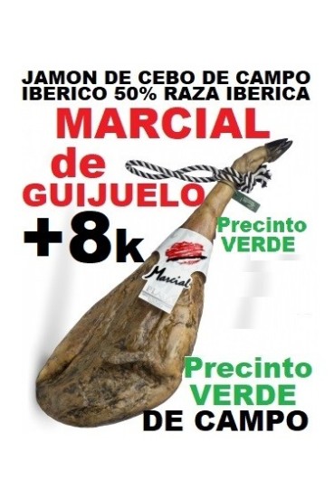 OCASION, JAMON MARCIAL de 8,3 a 8,7k CEBO DE CAMPO IBERICO 50% R.I.