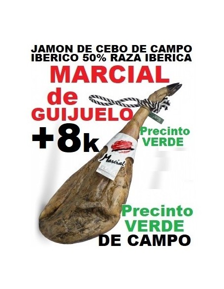 OCASION, JAMON MARCIAL de 8,3 a 8,7k CEBO DE CAMPO IBERICO 50% R.I.