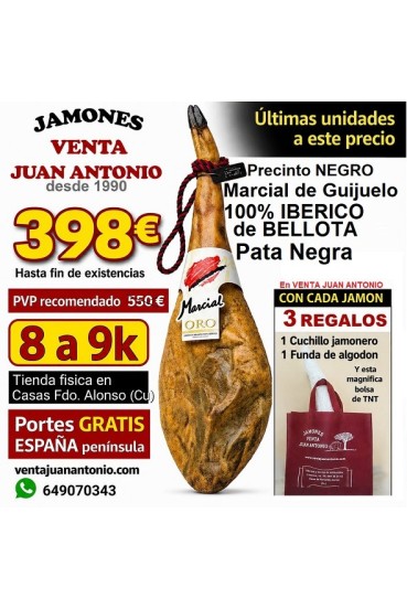 Jamón 100% IBÉRICO BELLOTA 8 a 9k MARCIAL de GUIJUELO Pata Negra