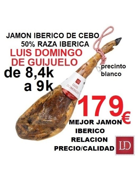 JAMÓN XL 8,4 a 9k CEBO IBERICO 50% R.IBERICA LUIS DOMINGO.
