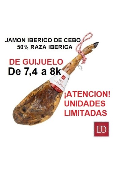 JAMÓN 7,4 a 8 k CEBO IBERICO 50% R.IBERICA LUIS DOMINGO.