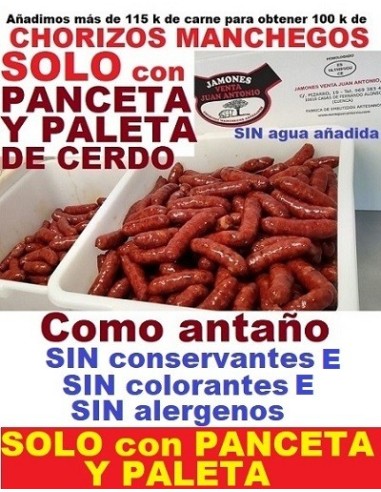 Chorizos picantes 0,560 kg. SIN ADITIVOS E-